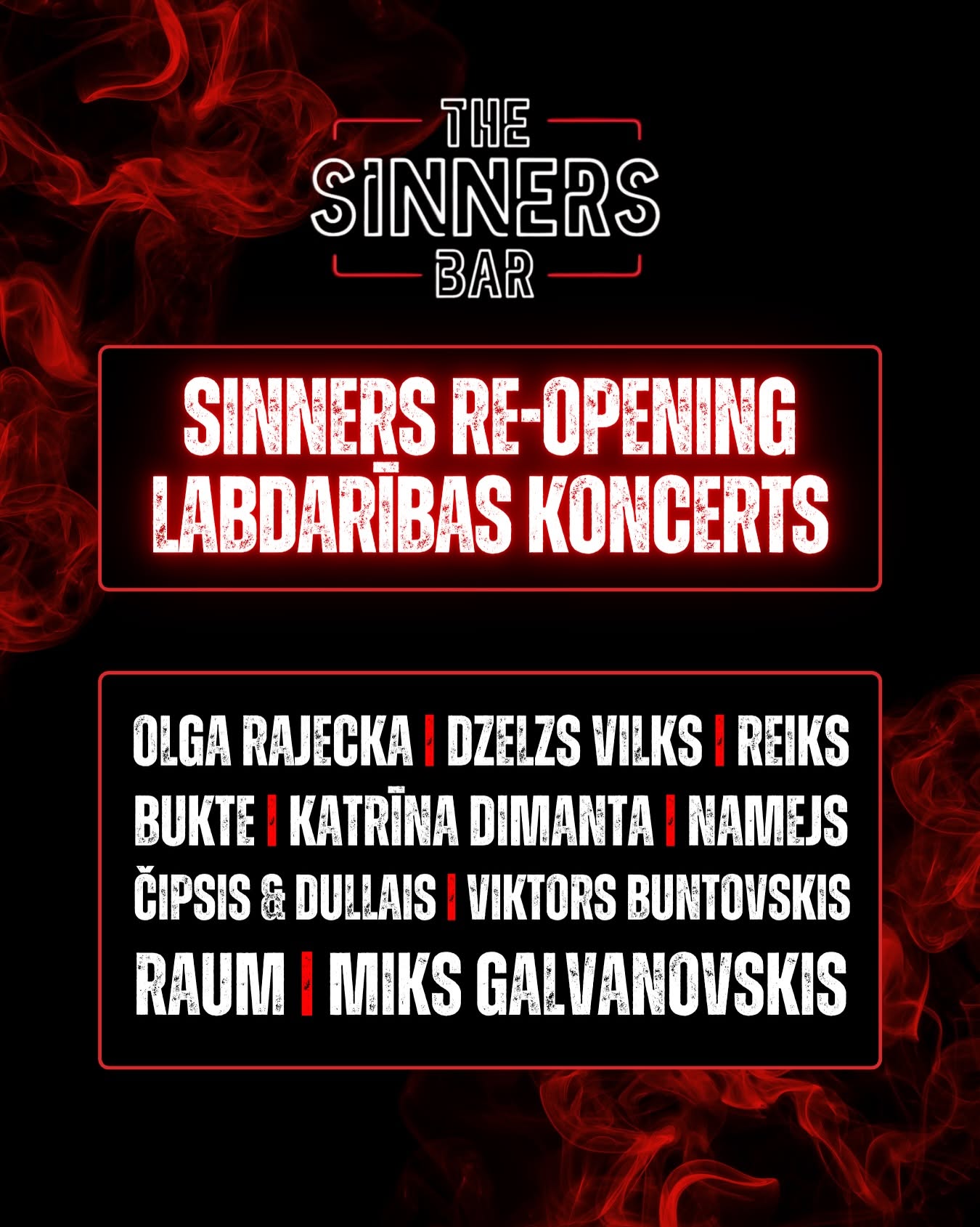The Sinners Bar Re-Opening · Charity Concert